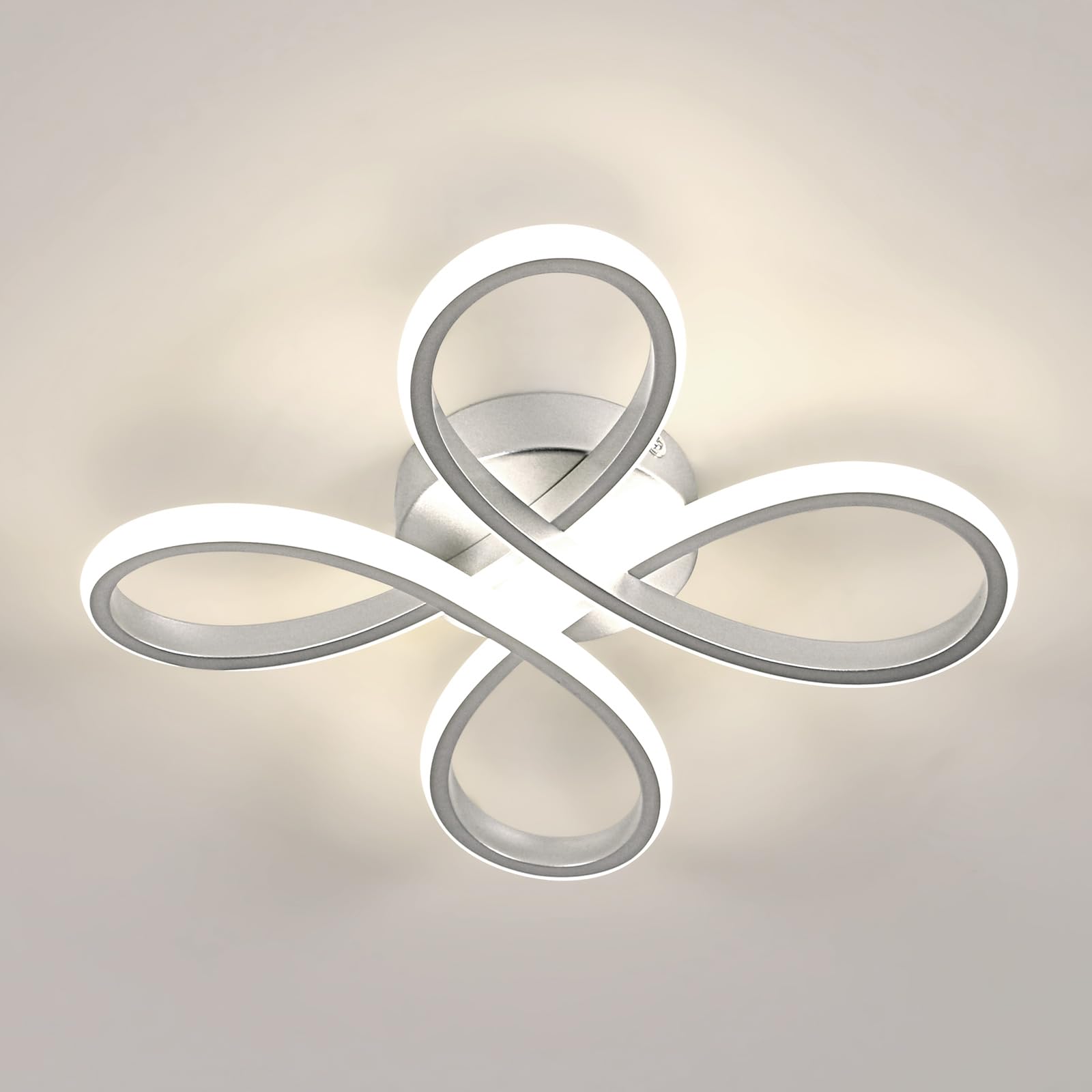 Comely Modern LED Ceiling Light, 30W 3375LM Ceiling Lamp Fixture 4500K Natural Light Lighting for Bedroom, Living Room, Dining Room, Kitchen, 30cm, Silver