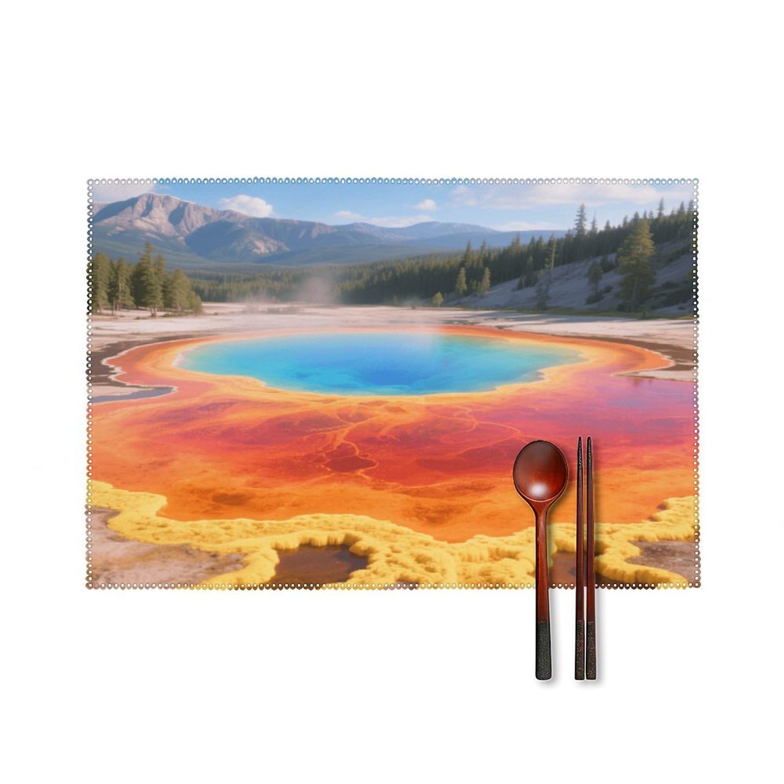Fekiloot Style Grand Prismatic Springs Placemats Set Of 6,Table Mat
