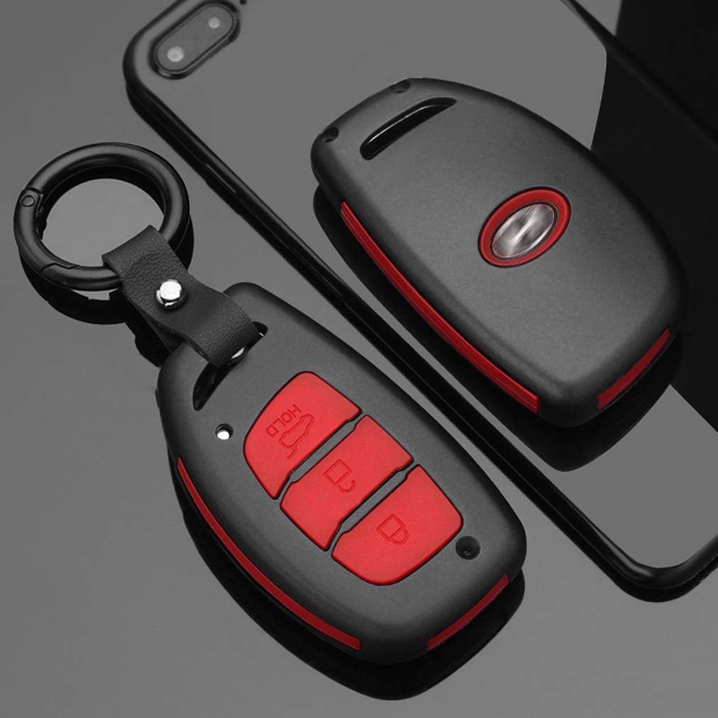 SANRILY 1Pcs 3-Button Key Case for Hyundai Rena Tucson IX35 2013-2015 Ioniq 2016-2018 I20 Keyless Remote Key Shell ABS Plastic+Silicone Protective Key Cover with Keychain Blue