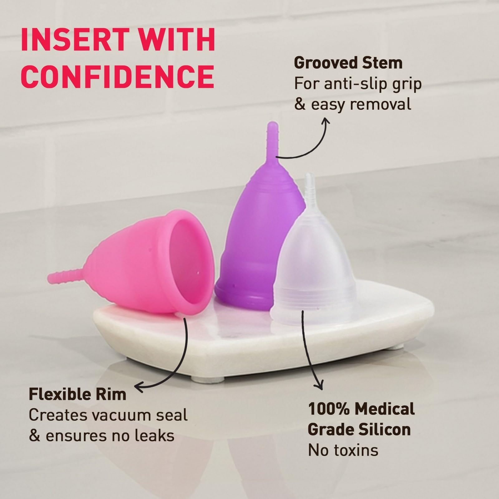 Sirona Reusable Menstrual Cup for Women (Medium) with Microwaveable Sterilizer (1 Cup + 1 Sterilier) | FDA Approved | 100% Medical Grade Silicone | Rash Free & Leak-Proof Protection for 8-10 Hours 3
