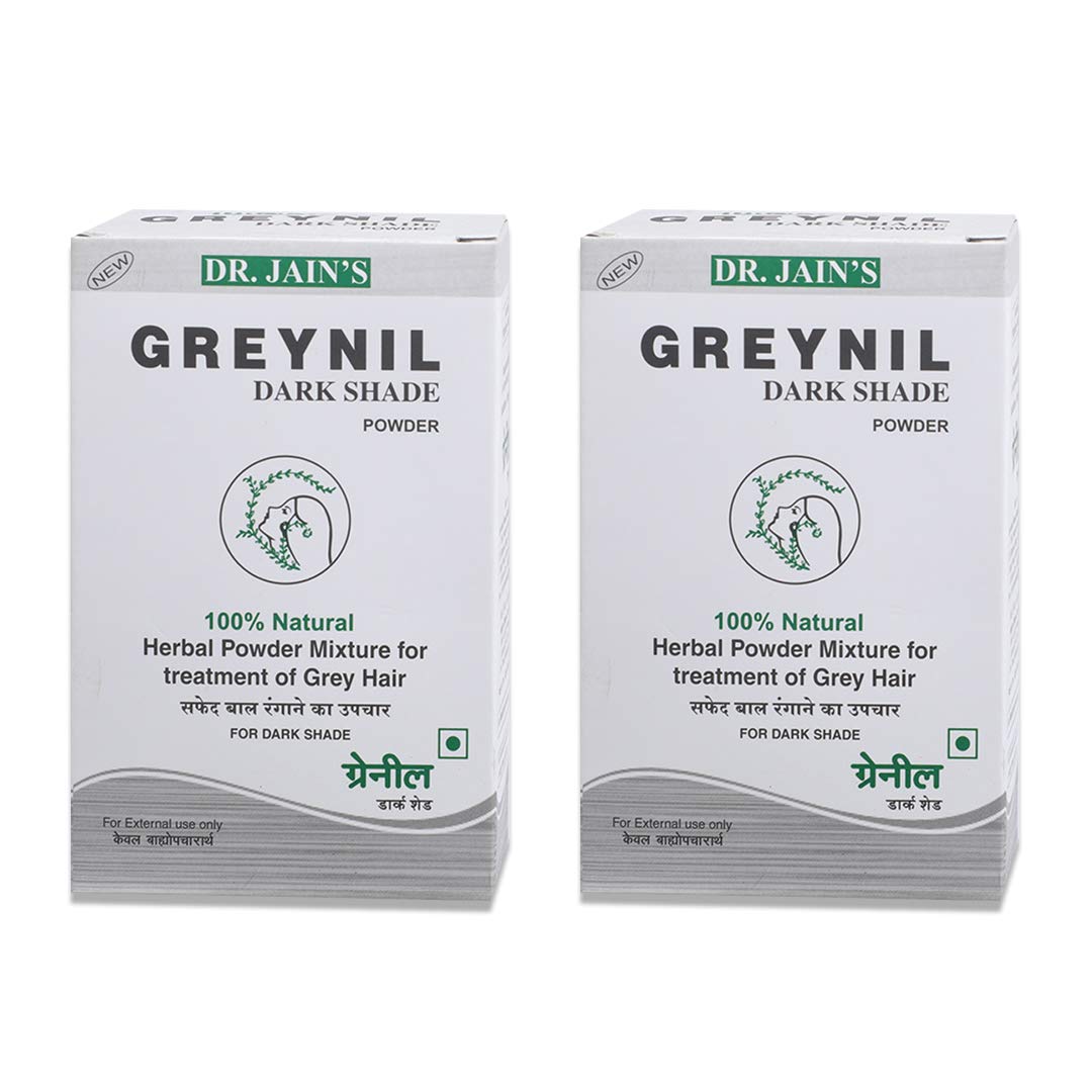 Dr. Jain’s Greynil Dark Shade, Mehandi and Indigo Powder, 100g (Pack of 2) - Green