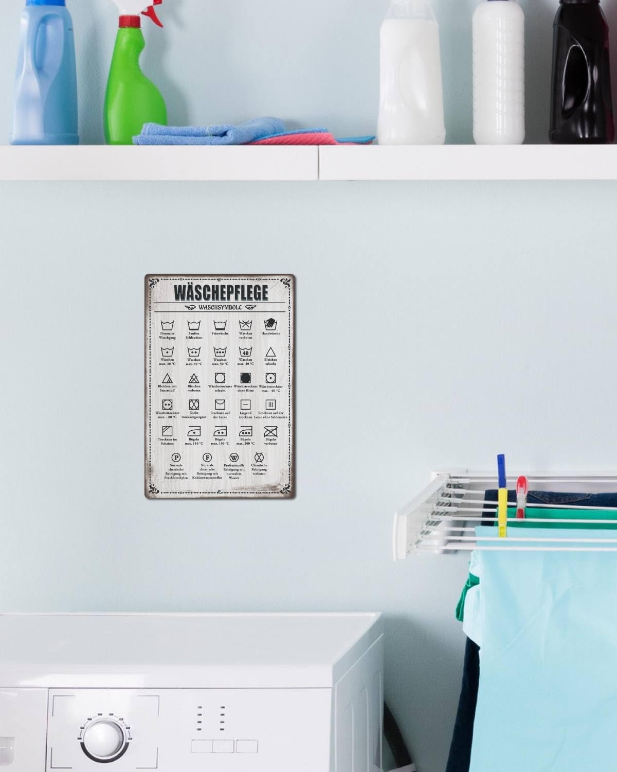 Decoratief Metalen Bord met Grappige Wastips voor de Bijkeuken