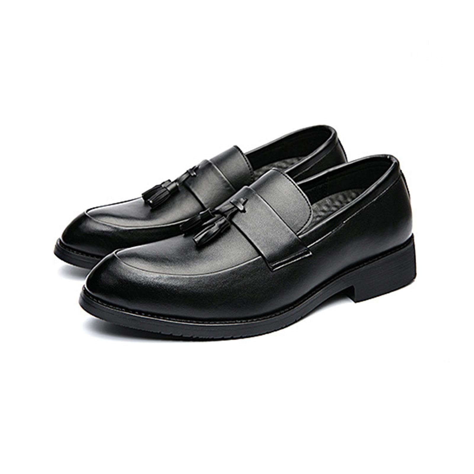 Mocasines Sin Cordones con Borlas De Cuero para Hombre Mocasines De Fumar Clásicos Penny Flats para Vestidos Informales De Negocios Fiesta De Graduación