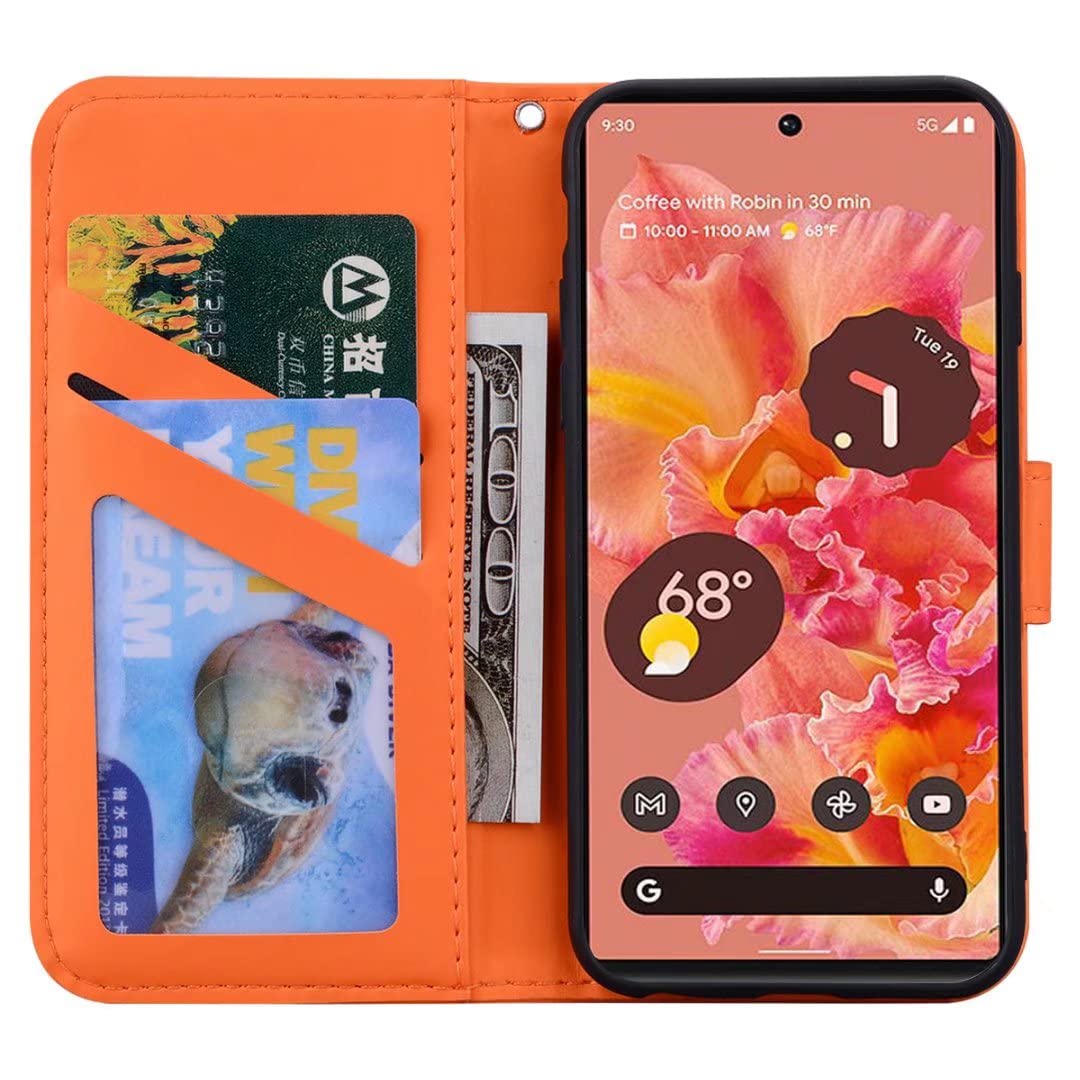 LTLGHYL Custodia a portafoglio per Google Pixel 6/6Pro/6A, in pelle PU, con cerniera, con cinturino da polso, chiusura magnetica, cavalletto, slot per carte di credito, antiurto, marrone, 6 Pro da 6,7