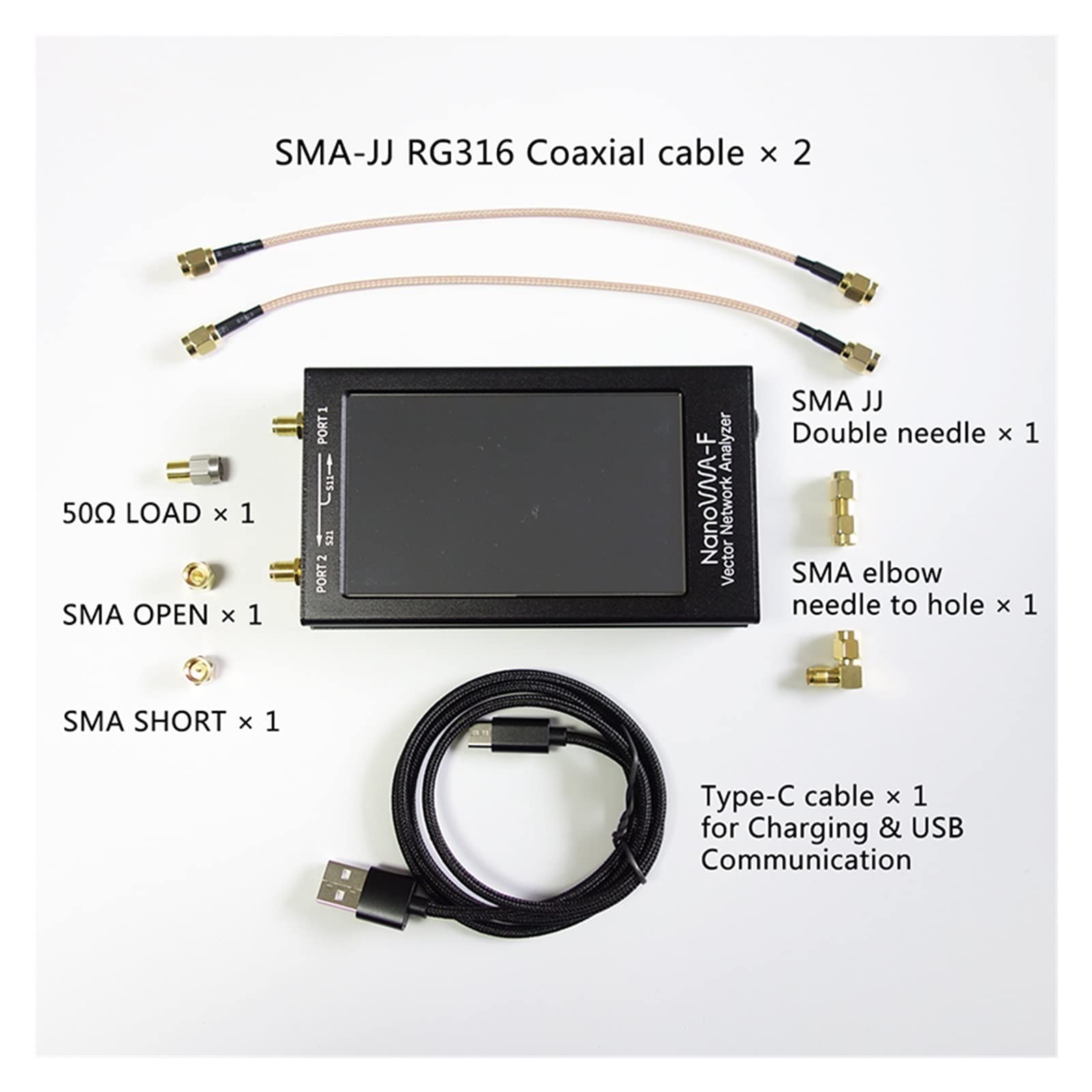 Spektrumanalysator, 10 kHz-1,5 GHz NanoVNA-F VNA HF VHF UHF Vektornetzwerk-Antennenanalysator 4,3-Zoll-IPS-LCD-Metallgehäuse V3.1 Version Stylus