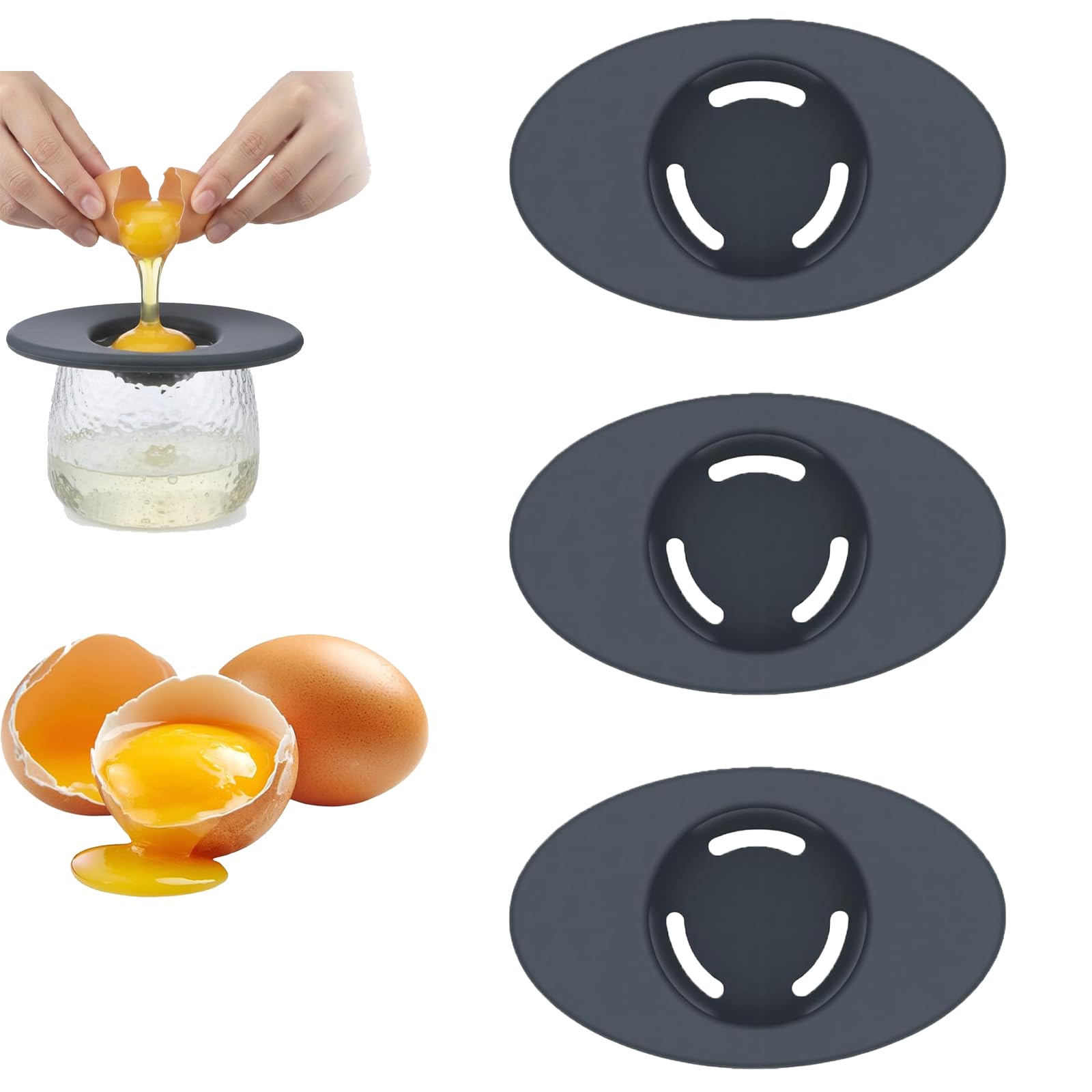 3-Pack Egg Separator, Olive Shape Egg White Yolk Divider
