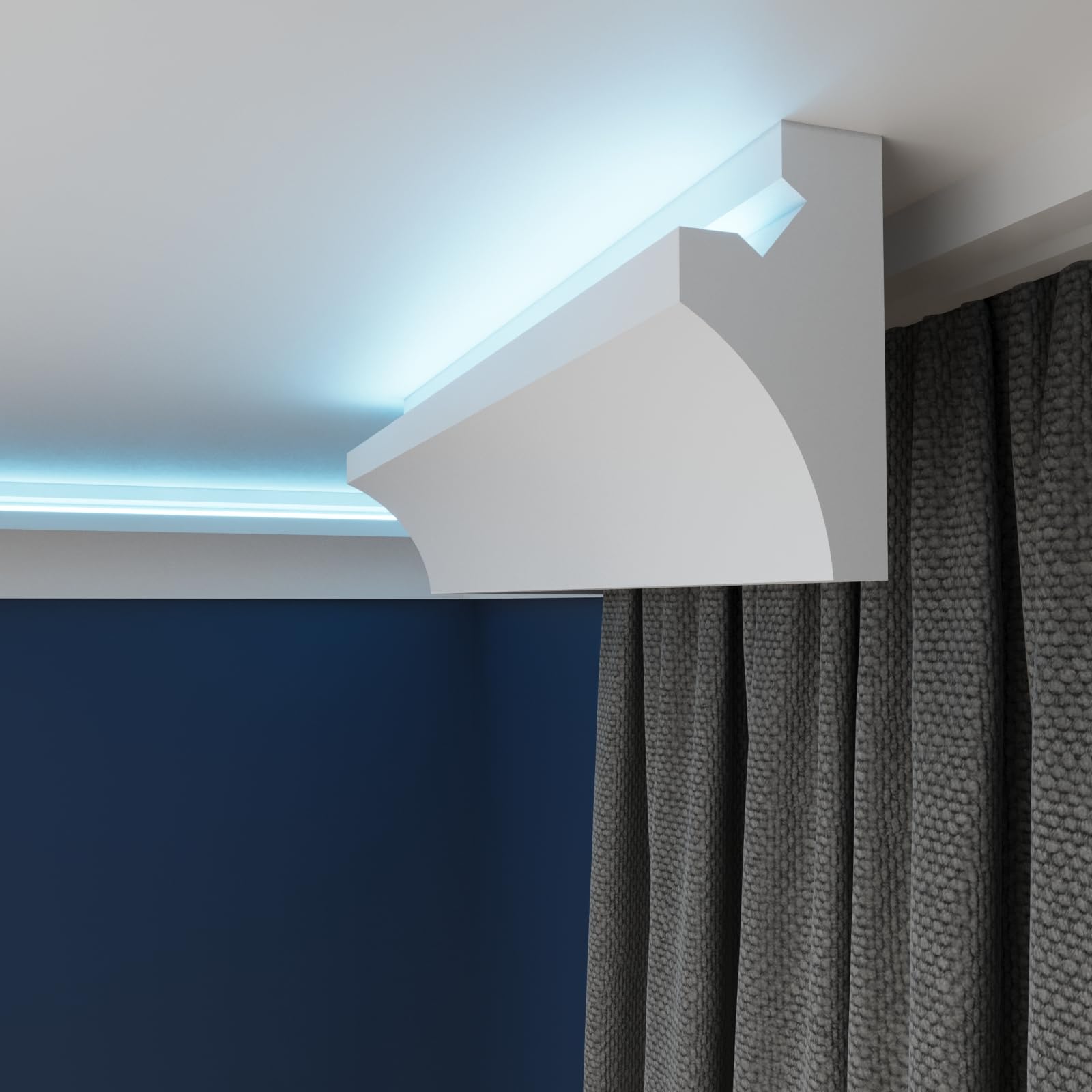 WOLDECOR LED Cornice Coving for Ceilings, Premium Extruded Polystyrene Ceiling Moulding Trim, Lightweight and Paintable Decorative Coving, Durable LED Lighting Coving (WLP05, 10 Meters)