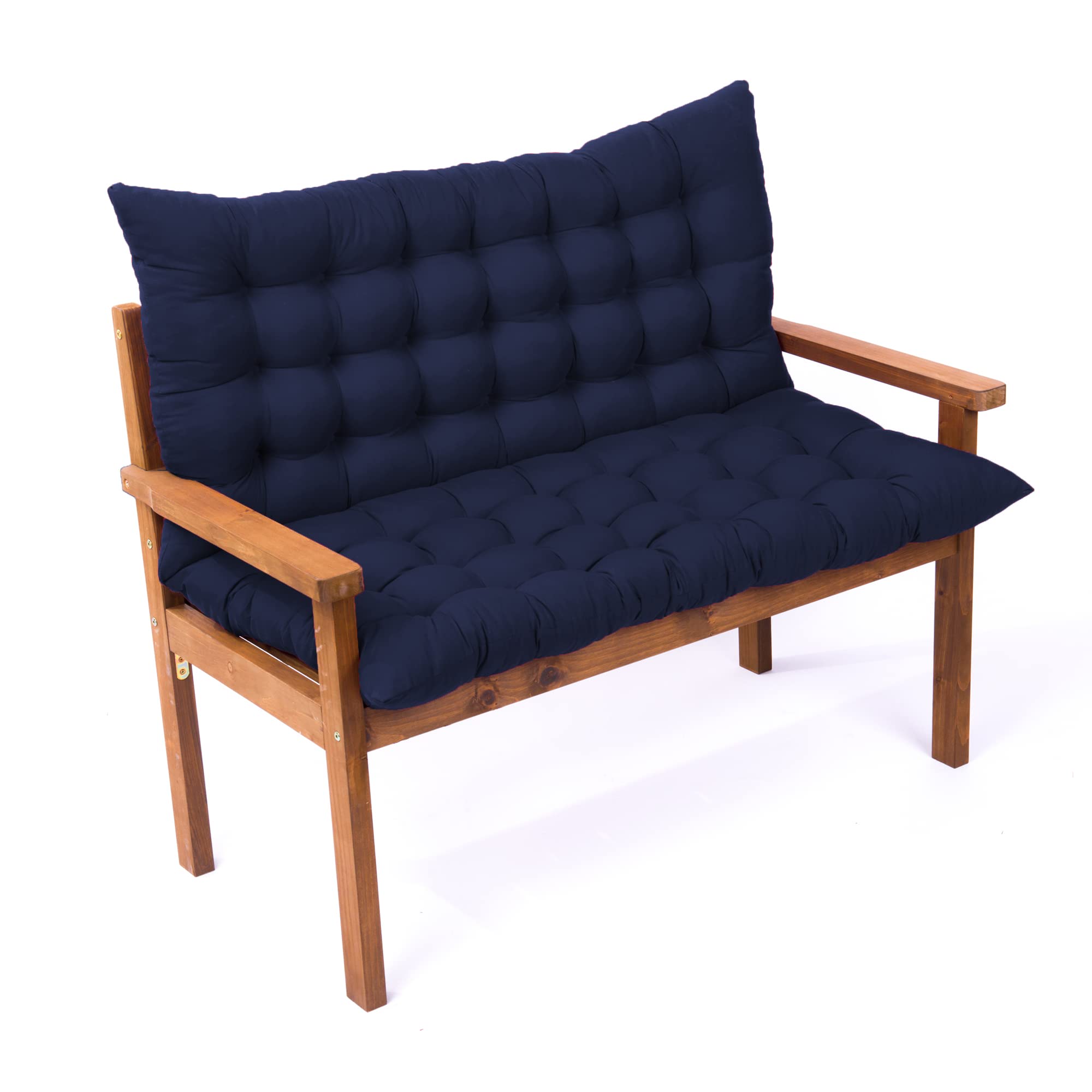 Coussin de banc avec dossier épais 8cm pour soulager le dos bleu marine