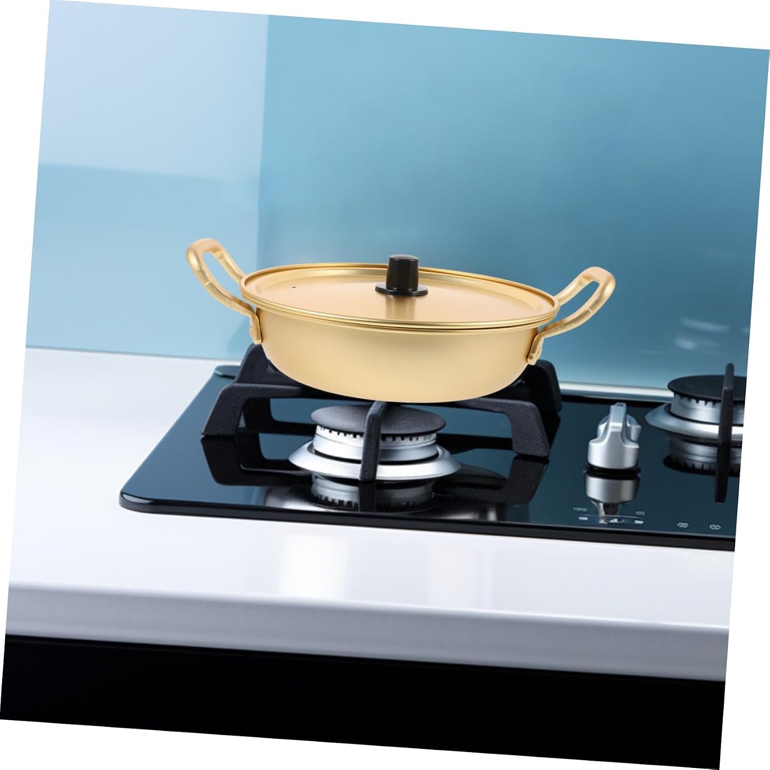 SOLUSTRE 2pcs Binaural Aluminum Ramen Pot Heat-resistant Noodle Cooking Pan for Home and Outdoor Use Non-stick Design Double-eared Handles for Safe Cooking image 2