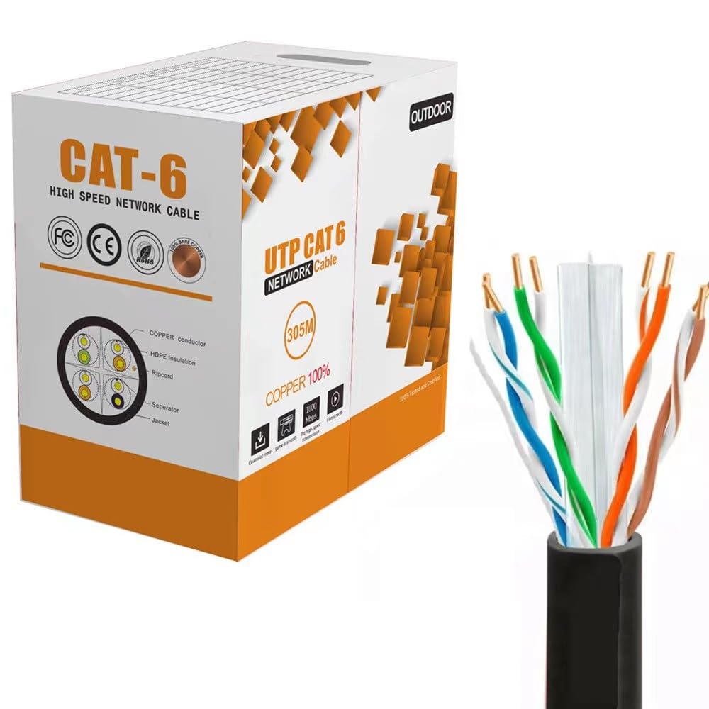 UDP Cat-6E Network Cable Black | 100% Copper Pass Test | Cat-6E High Speed Network Cable 305M This Can be Used In-Outdoor