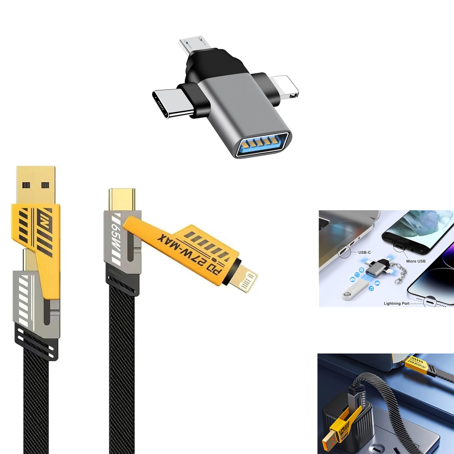 ADZOY Combo 3 in 1 OTG and 4 in 1 USB Cable Lightning to USB Adapter,Lightning/USB C/Micro USB to USB Female OTG Adapter,Lightning to USB C Adapter,USB C to Lightning Cable (B0DCCBC2YL) Amazon Price History, Amazon Price Tracker