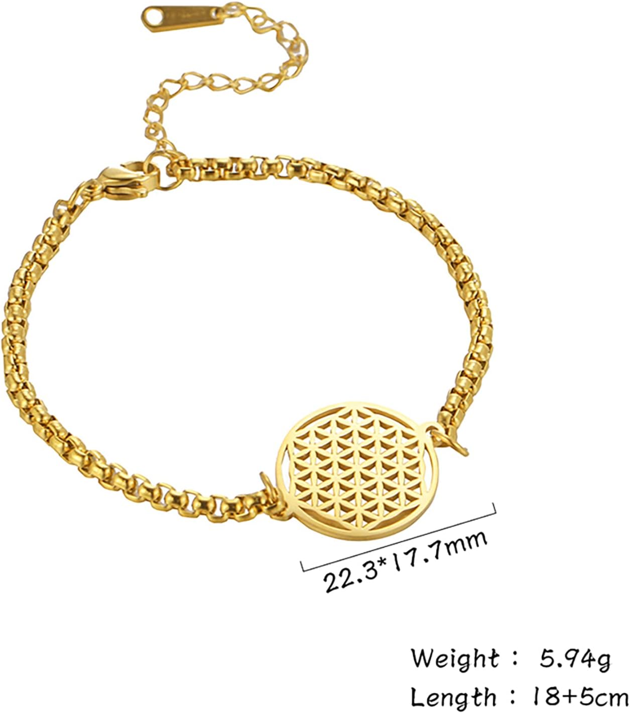 Women Bracelets-Flower of Life Bracelet Bangle Tree of Life Link Bracelet Charms Stainless Steel Hollowed Out Geometric Men Jewelry Gifts - Image 6