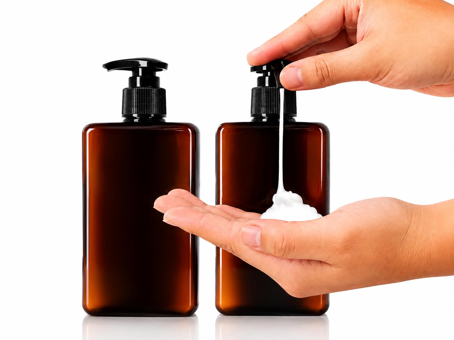Set of 2 Premium 300ML Amber Refillable Pump Dispenser Bottles for Shampoo, Soap, Lotion, Conditioner, Hand Wash, Kitchen & Bathroom, Leakproof Locking Pump, BPA-Free Plastic for Liquid Soap & Gel Pro-image-24