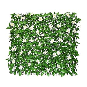 GLANT Expandable Fence Privacy Screen for Balcony Patio Outdoor,Decorative Faux Ivy Fencing Panel,Artificial Hedges (Single Sided Leaves) (1, Green-Flowers) GLANT Expandable Fence Privacy Screen for Balcony Patio OutdoorDecorative Faux Ivy Fencing PanelArtificial Hedges Single Sided Leaves 1 Green Flowers