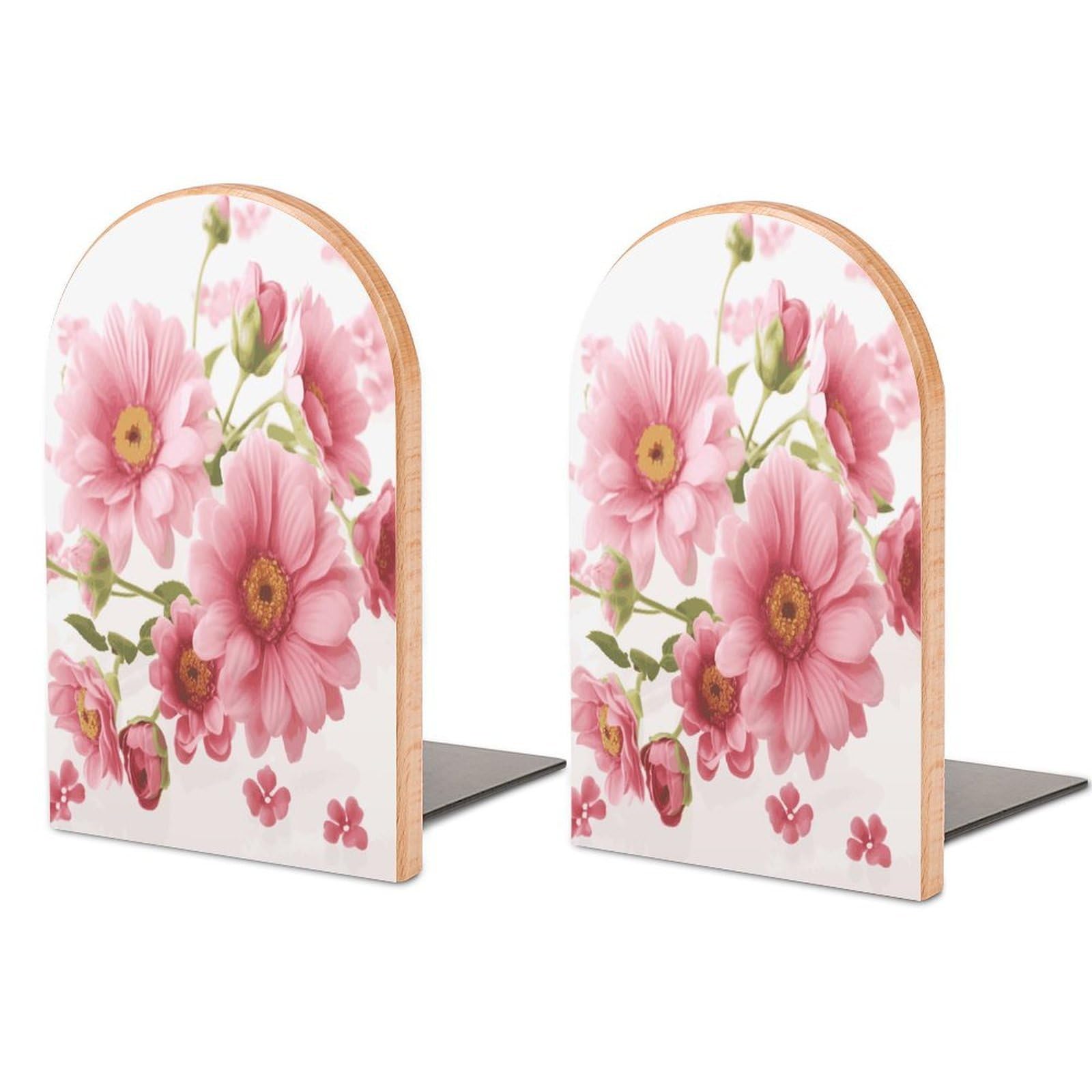Sujetalibros de madera resistente de alta calidad con diseño tallado de rosas