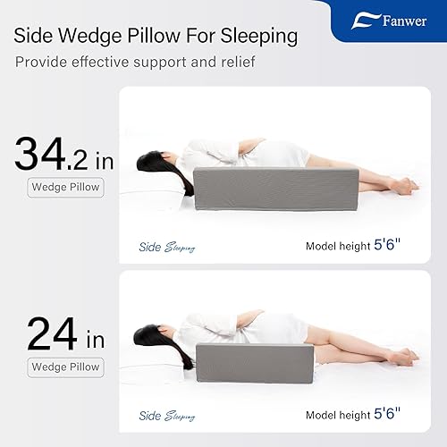 Miniatura 2 de Fanwer Almohada de cuña de 34.2 pulgadas para dormir, almohadas de cuña de cama para posicionadores corporales después de la cirugía, almohada de