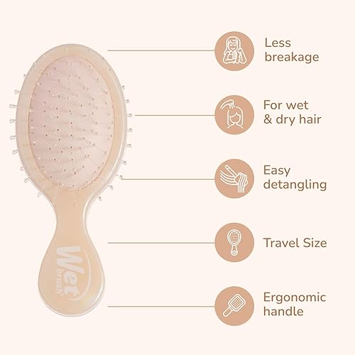 Miniatura 4 de Wet Brush Mini cepillo desenredante para el cabello, color crema (icono de iridiscencia), cepillo de viaje desenredante, cerdas IntelliFlex