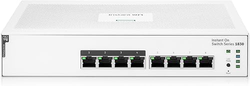Switch de conexión instantánea de red HPE serie 1830 de 8 puertos Gb Smart Managed Layer 2 Ethernet Switch con PoE 8X 1G 4X CL4 PoE (65 W) Sin