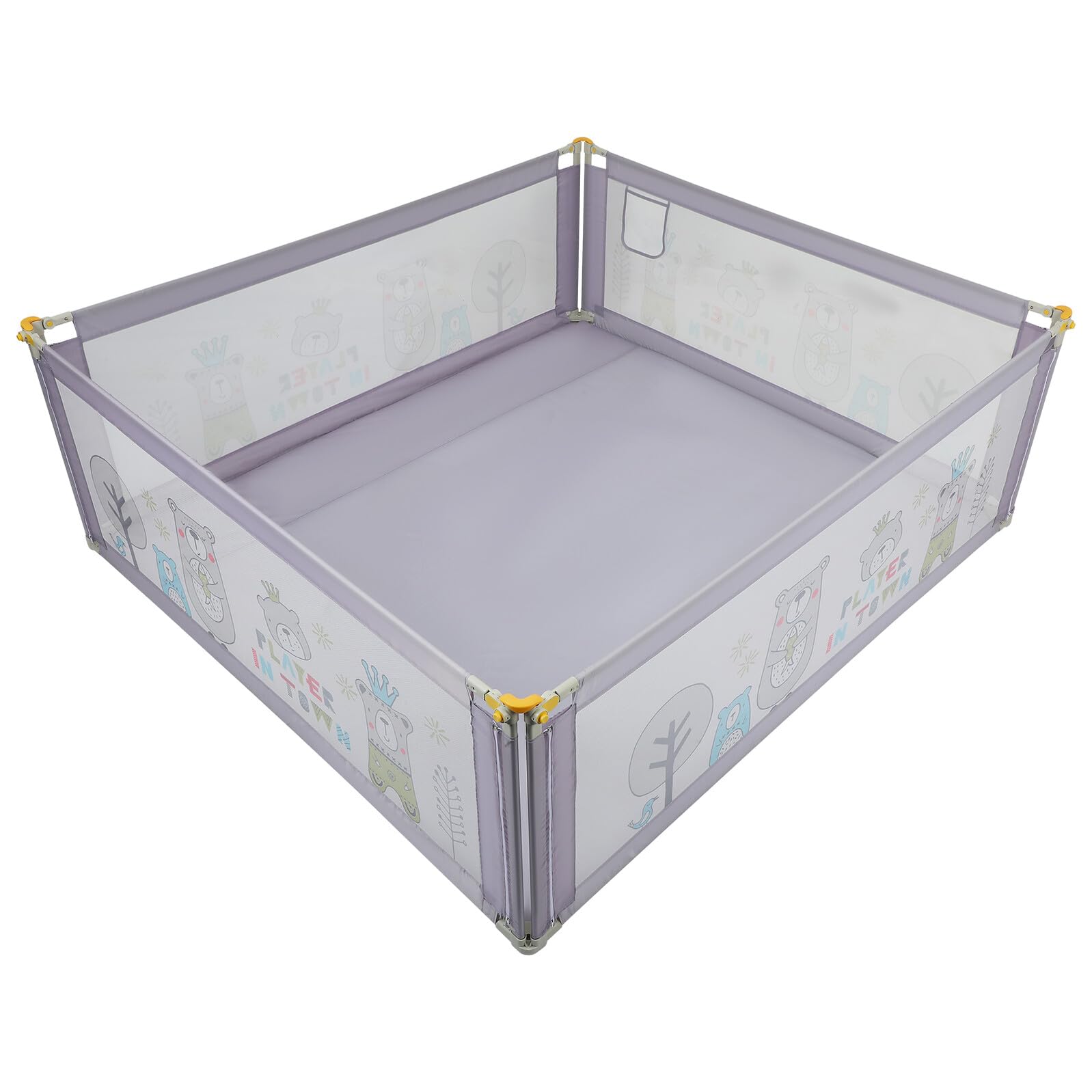 Foldable Playpen with Integrated Bottom Dustproof Base Portable Barrier Play for Boy Girl and Mesh Fence for Full Visibility Easy Assembly Indoor Play Area