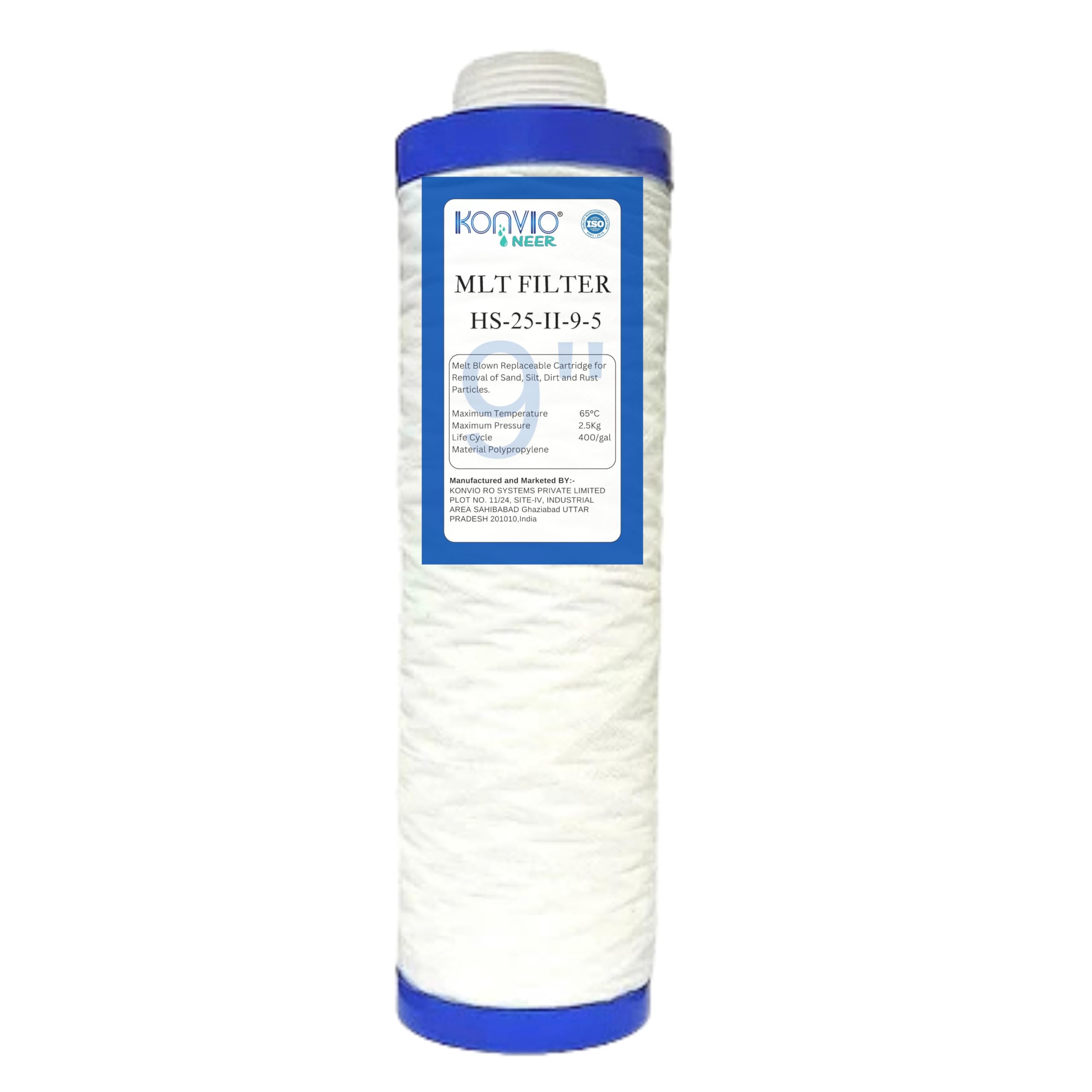 KONVIO NEER 9 Inch MLT Spun Pre Filter Cartridge Compatible for 10 Inch Pre-Filter Housing of All Water Purifier