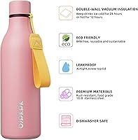 Vista 203 de BJPKPK Botellas de agua aisladas, botella de agua de metal de acero inoxidable de 18 onzas con correa, termo a prueba de fugas sin BPA, tazas