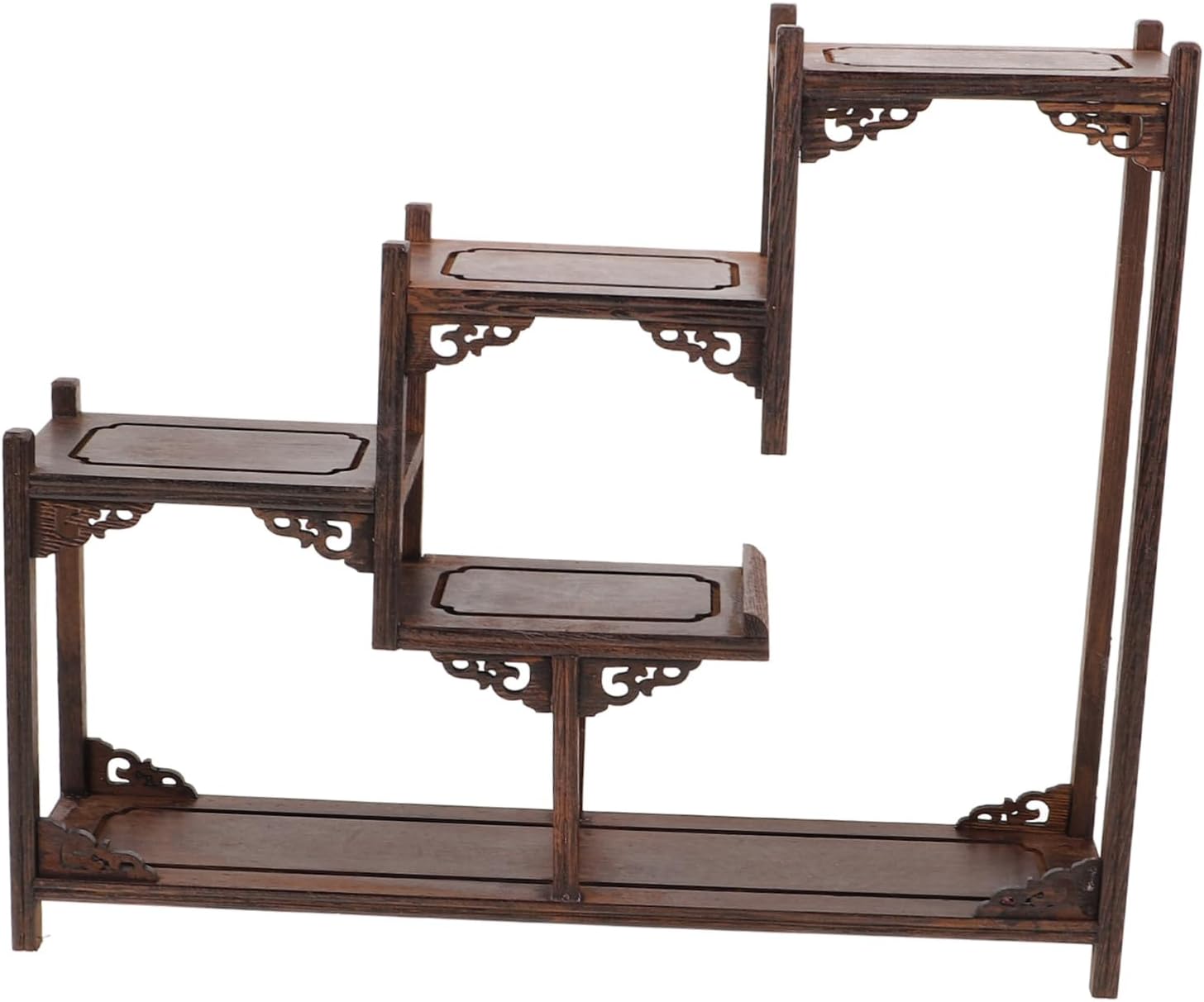 Cabilock Antique Display Stands Natural Solid Wood Wooden Display Stand for Crafts Home Decor Tea Table