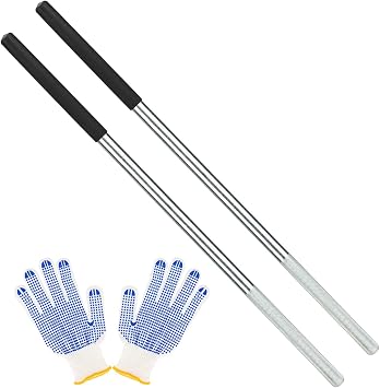 2 Pcs Winding Bars for Garage Door Torsion Spring with Non-Slip Rubber Handle, Zinc Steel Winding Rods Garage Door Hardware for Adjusting or Replacing Garage Door Tension Springs, Black