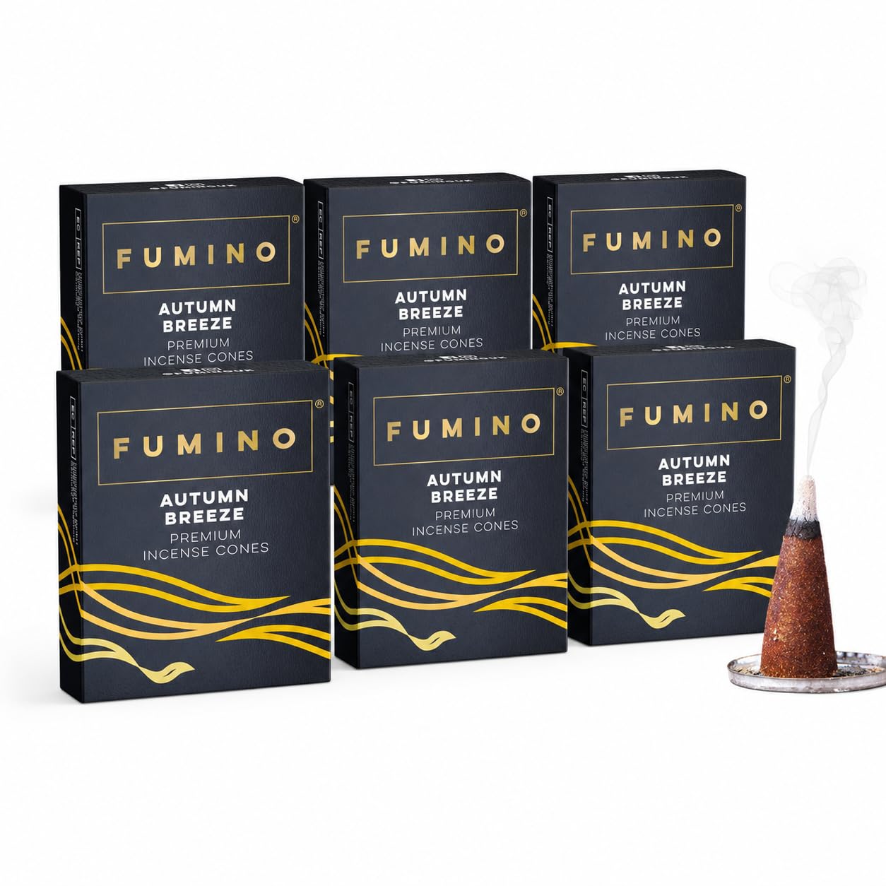Fumino Black Fumino® Autumn Breeze Fresh Incense Cones Multipack 6 Boxes 90 Pieces Masala Agarbatti Joss Scent Fragrance For Relaxation And Meditation, Home And House Décor
