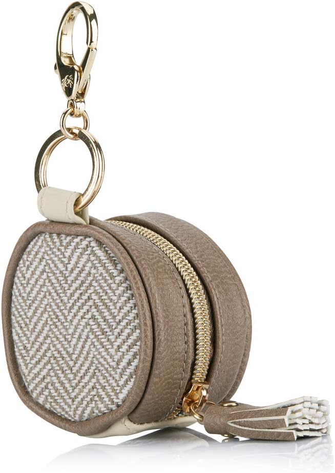 Itzy Ritzy Pacifier Holder Case with Clip - Pacifier Case Includes Clasp to Easily Attach to a Diaper Bag or Purse, Measures 2.5" in Diameter and Holds 2 Pacifiers (Vanilla Latte)