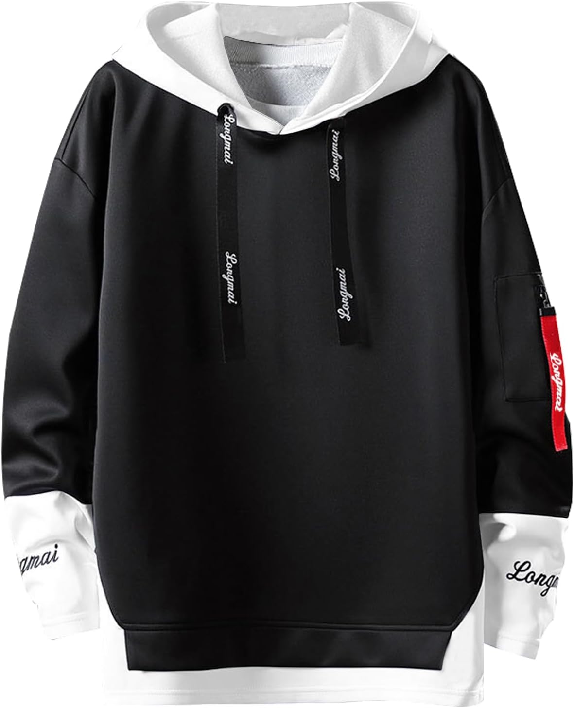 Covisoty Hoodies for Men Contrast Color Pullover Hoodie Casual Colorblock Long Sleeve Sweatshirt