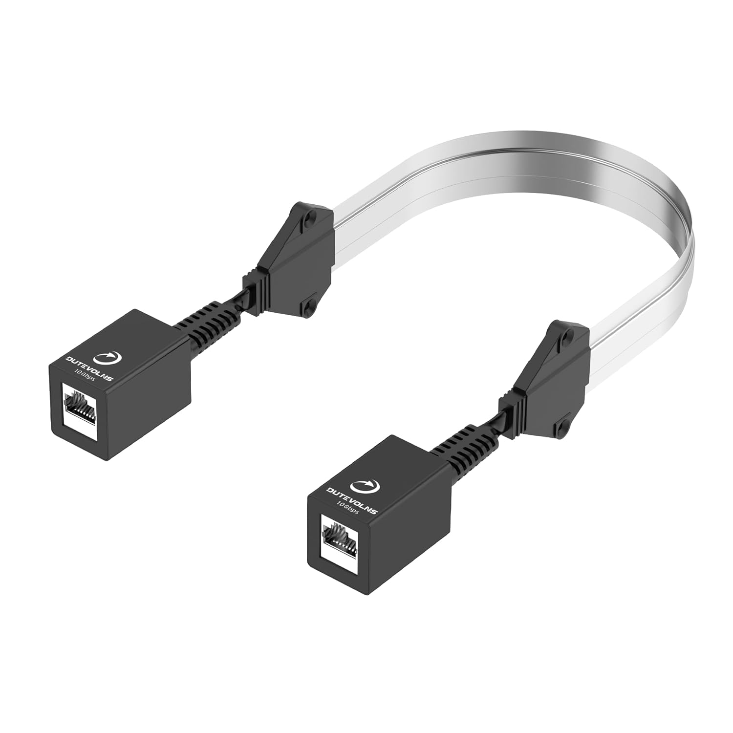 Flat Ethernet Extension Cable for Window＆Door (1.47ft/0.45m), No-Drill Female to Female Ethernet Extender for Narrow Gaps (Support POE), Ultra Thin Extended Connector for CAT7A, CAT6A