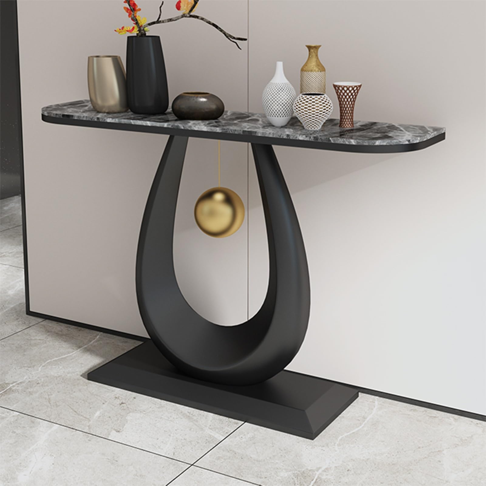 MESCXTY Contemporary Accent Table, Entryway Console Hallway with Storage, Modern Decorative, Decor, for Living Room, Hallway, Foyer(Black C,120cm/47.2in)