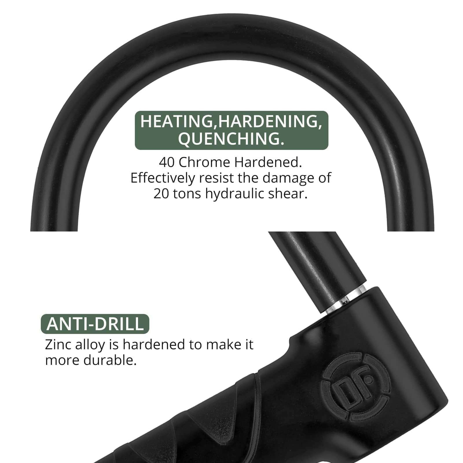 EYPINS Candado en forma de U para motocicleta, 19 mm, resistente, 110 dB, bloqueo en U, antirrobo, impermeable, para scooter, motocicleta, bicicleta eléctrica, color negro