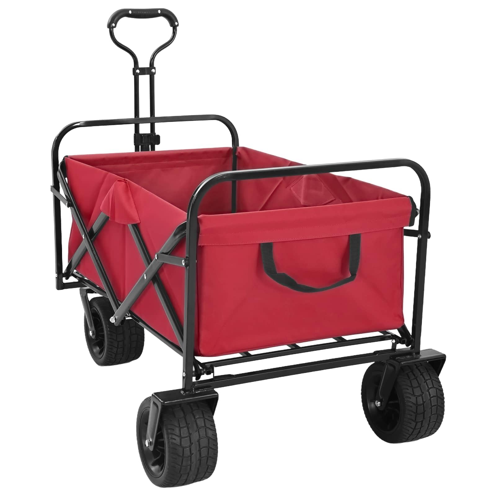 Carrito Plegable Rojo con Frenos, Marco Metal, 89 x 63 x 96 cm