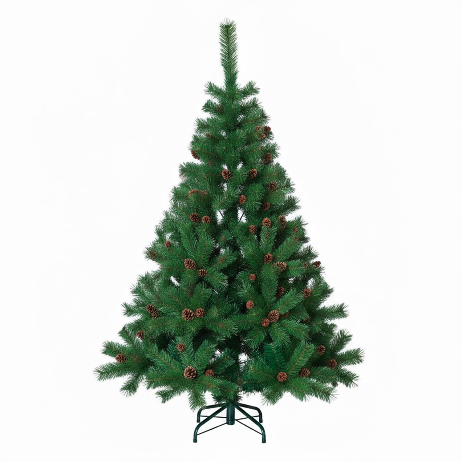 Albero di Natale Artificiale con Pigne da 150 cm con 438 rami. Perfetto per Interni, Pronto per Essere Decorato con Luci e Ornamenti Natalizi con Base in Metallo e Innesto Facile Ø 70 cm