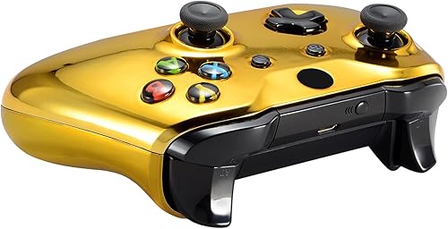 Miniatura 6 de eXtremeRate Carcasa Superior Dorada Cromada Placa Frontal de Carcasa Delantera Piezas de Repuesto con Panel de Rieles Laterales para Controlador