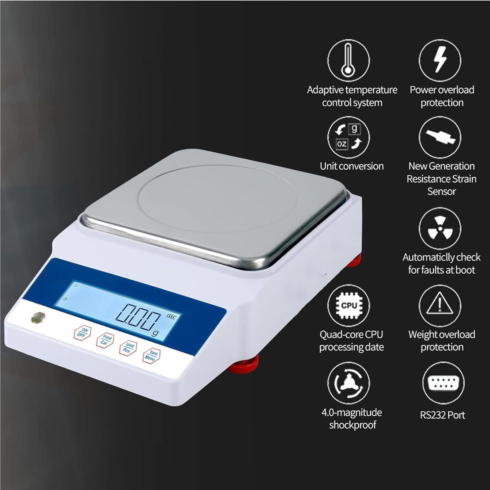 Balanza analítica de precisión de 6 kg/0,1 g, electrónica, científica, calibrada en centigramos | para química, joyería