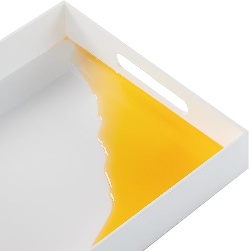 Miniatura 6 de Bandeja de acrílico blanco brillante con asas, bandeja acrílica para otomana, mesa de café, desayuno, té, alimentos, mayordomo, bandeja decorativa
