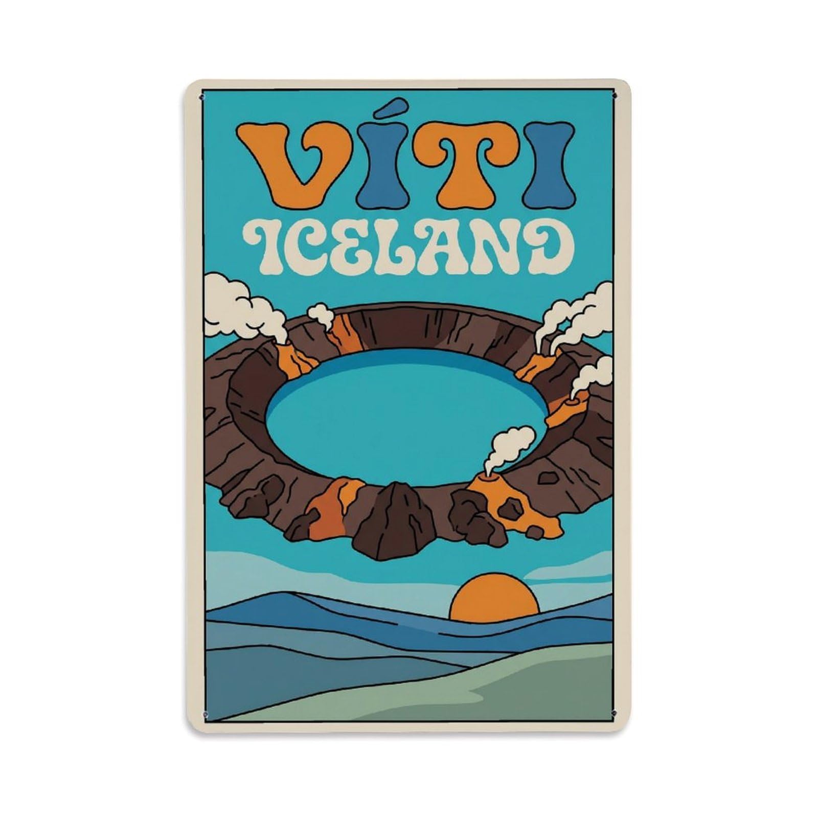 Gead 8X12inch Style Vintage Travel Viti Iceland Crater Metal Tin Sign