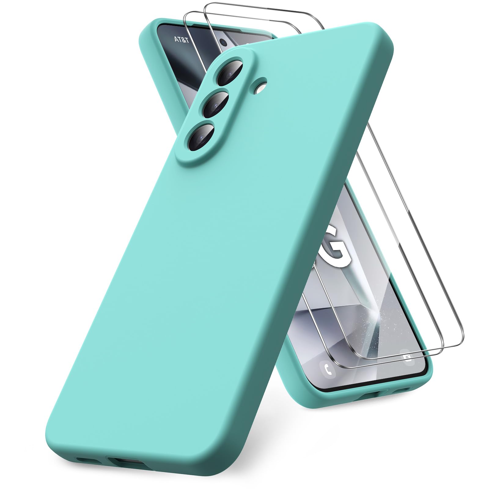 Vansdon Handyhülle kompatibel mit Samsung Galaxy A37 5G Hülle, 2 Stück Panzer Schutz Glas, weiche TPU Flüssigsilikonhülle, stoßfestem Gummi Silikongel Fall-Taupe