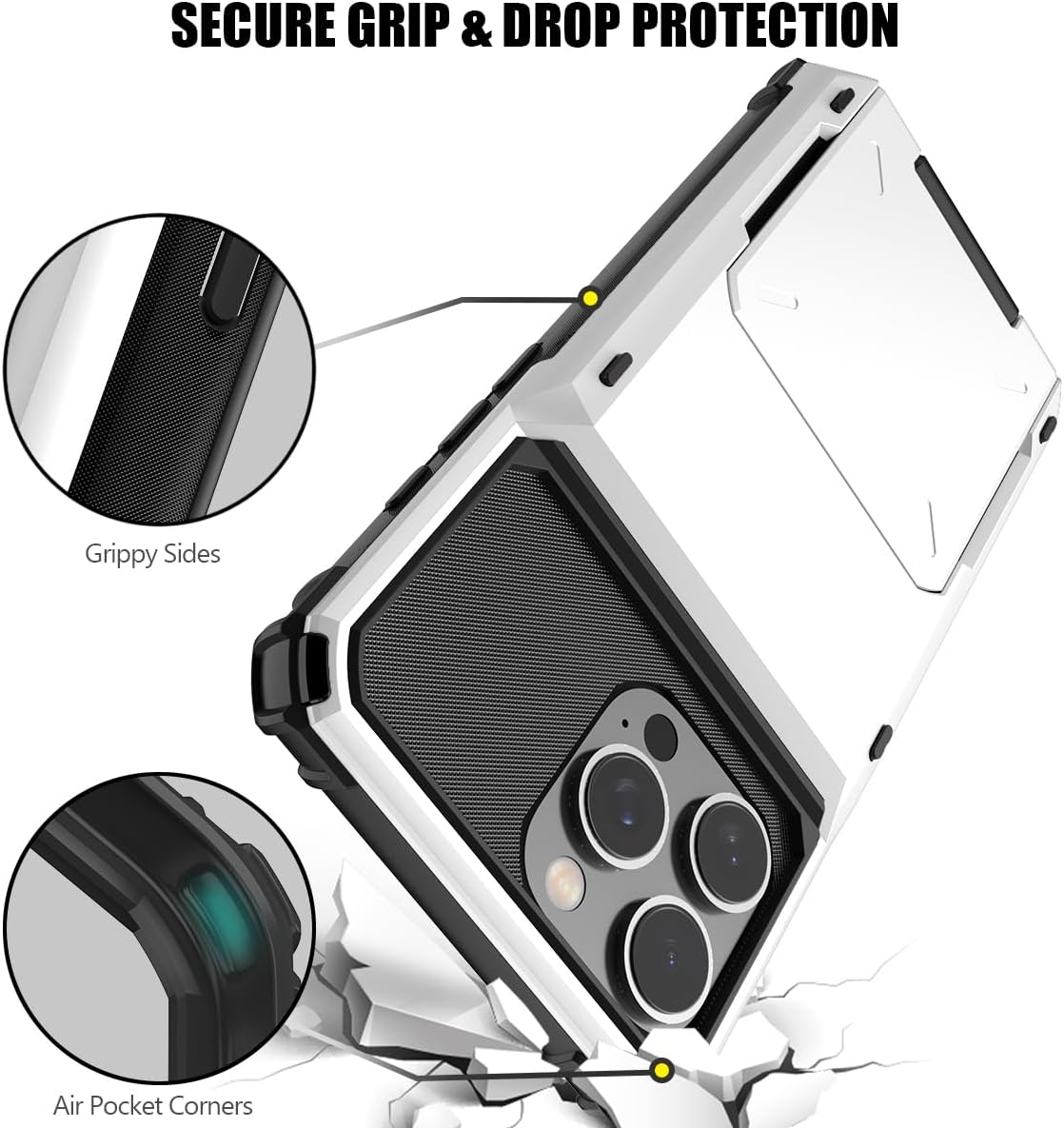 Nvollnoe Compatible with iPhone 16 Pro Max Case with Card Holder[Store 5 Cards] Heavy Duty Dual Layer Shockproof Wallet Case with Hidden Card Slot Large Storage Cover for Men&Women 6.9 inch(White) - Image 5