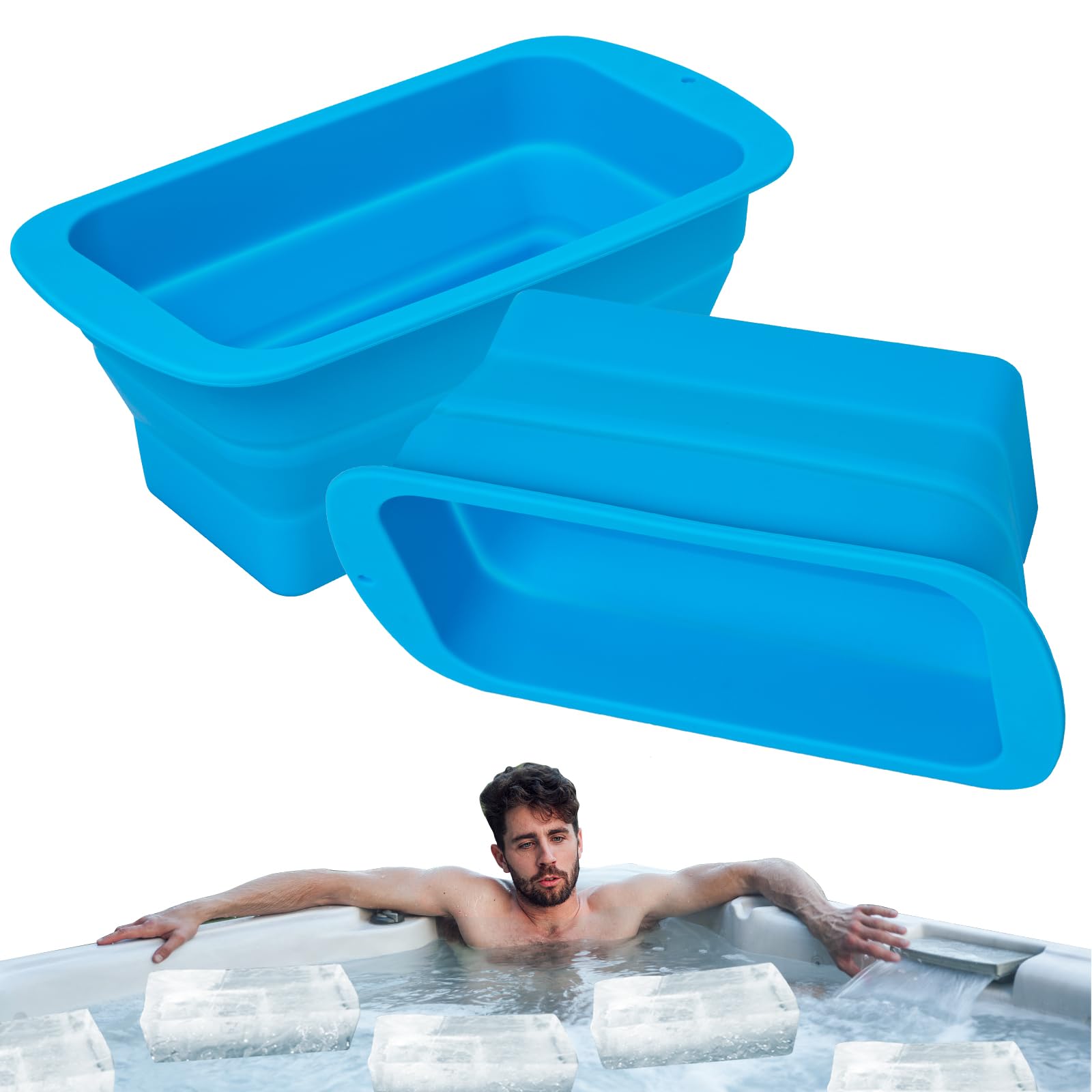 Lot de 2 moules à glaçons extra larges en silicone de 3,6 kg pour baignoire à glace, moules géants réutilisables et bac plongeant froid avec accessoires de refroidissement d'eau