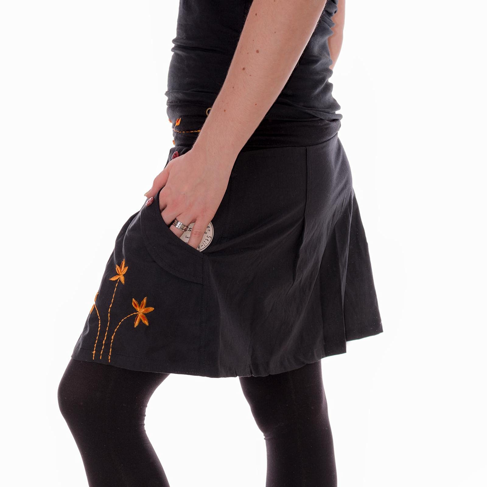 Vishes - Alternative Bekleidung - Bestickter Baumwollrock mit Blumen