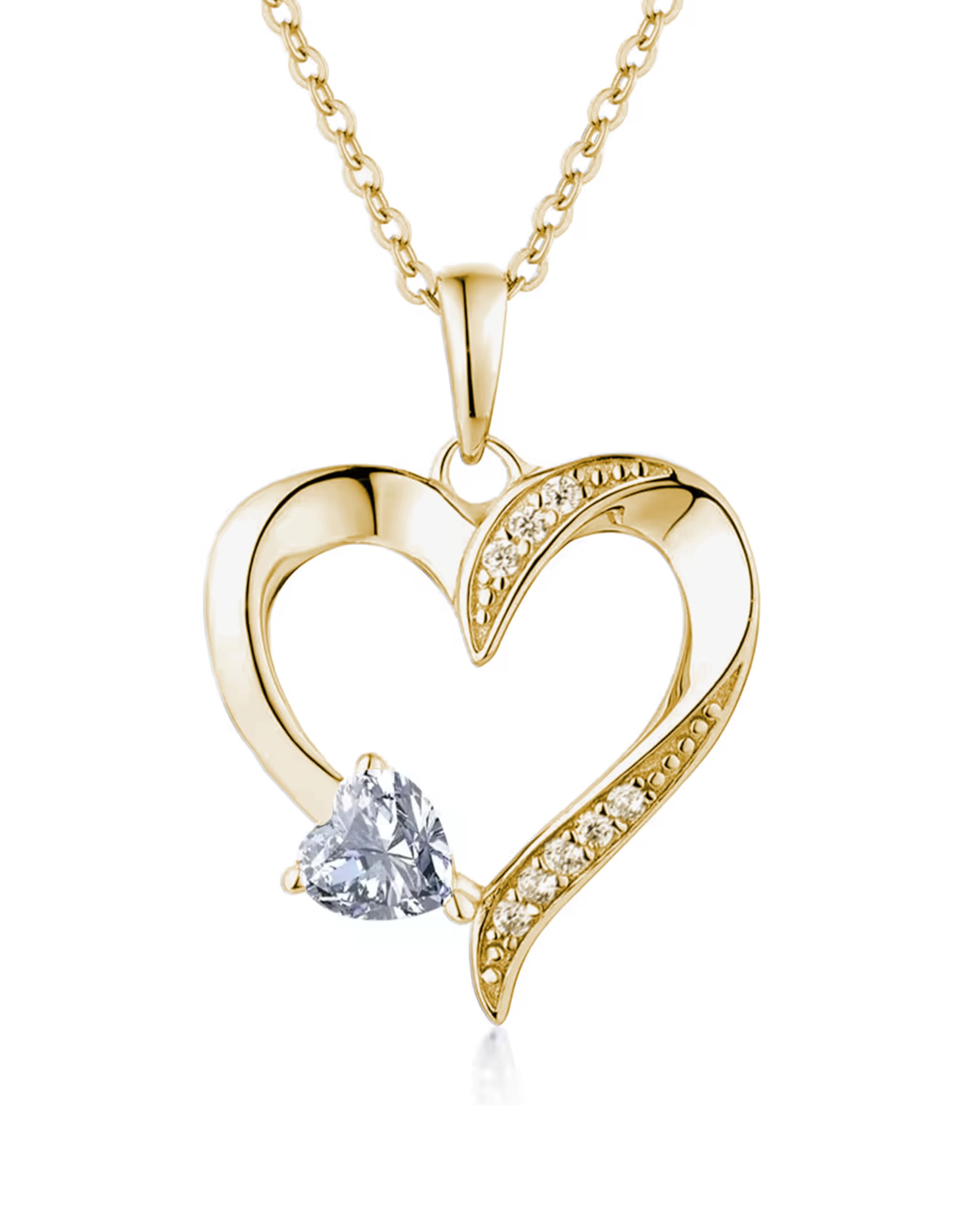 Herzkette Silber 925 / Gold vergoldet Halskette Damen Ich liebe Dich