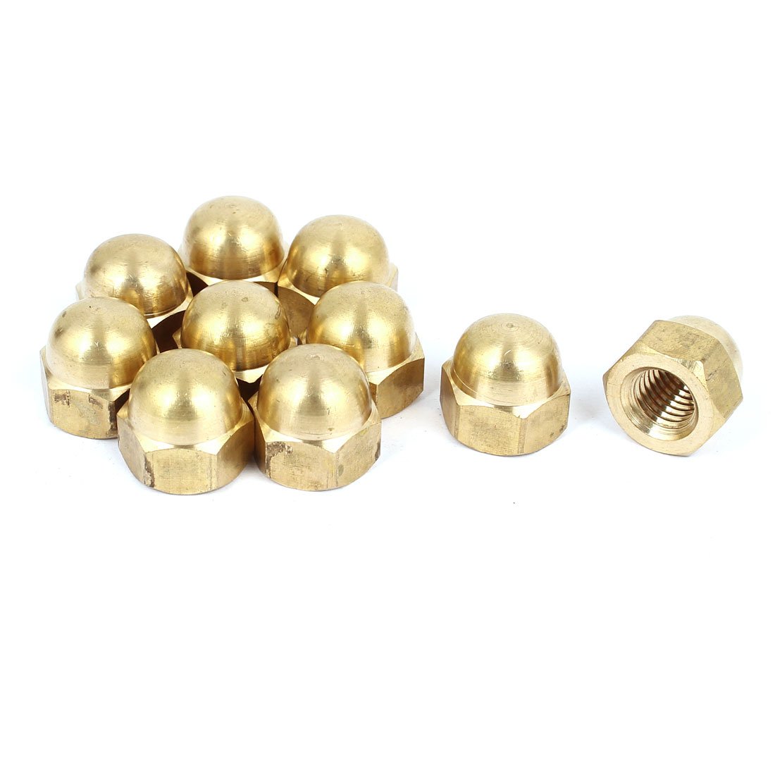 Uxcell Sourcingmap Hex Cap Nuts - 10Pcs M12 Dome Nuts Brass Hexagon Decorative Cap Nut For Screws Bolts Brass Tone