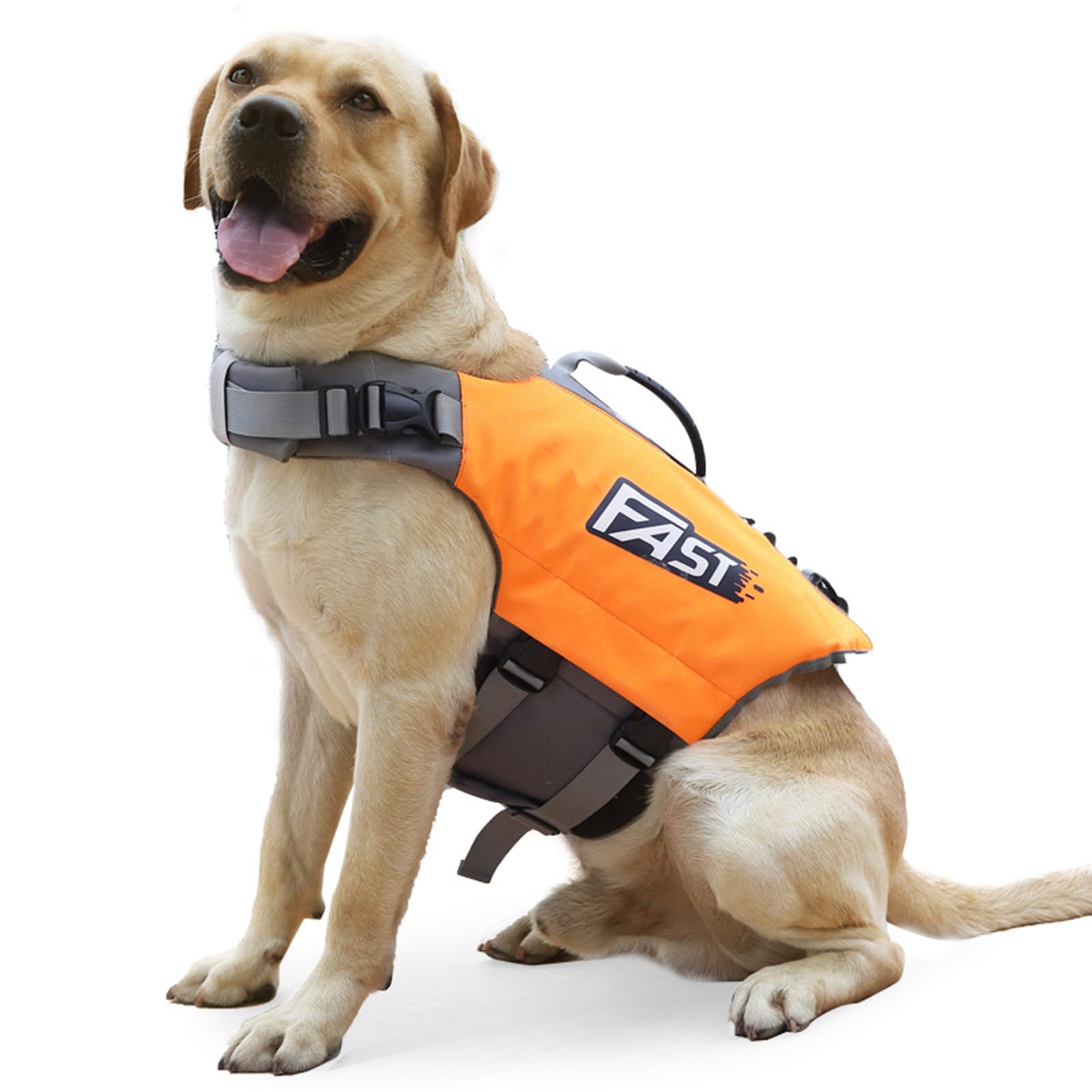 Chaleco Salvavidas para Perros - Chaleco Flotante Ajustable con Hebillas Seguras, Asa Resistente, Secado Rápido y Diseño Ligero para Natación y Actividades Acuáticas - Naranja (Large)