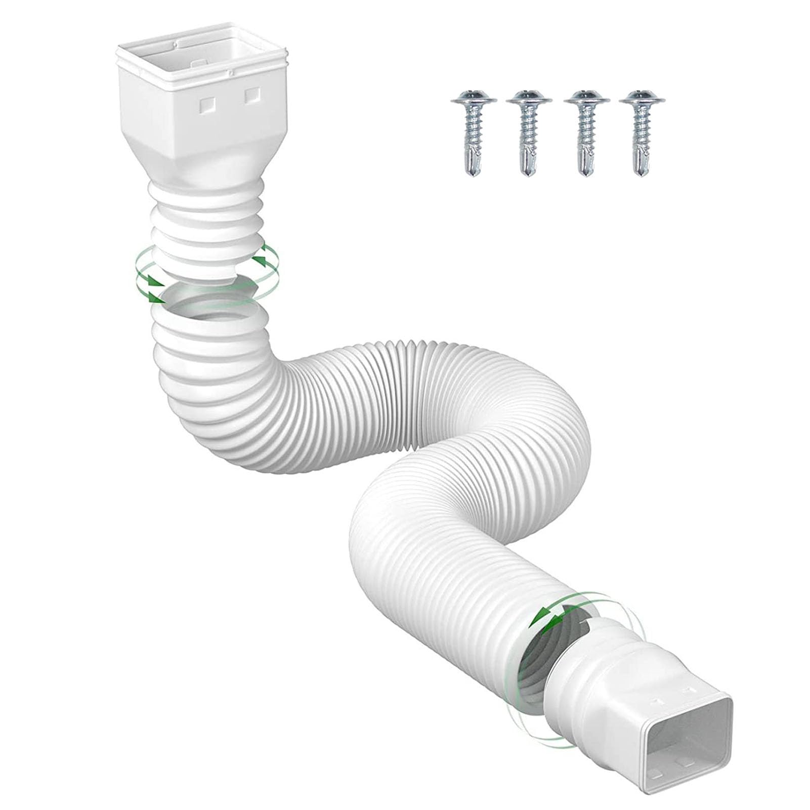 Ciciglow Extensor de Bajante Flexible - Conector de Canalón y Tubería de Drenaje de Agua de Lluvia - Extensión de 20 a 59 Pulgadas (Blanco)