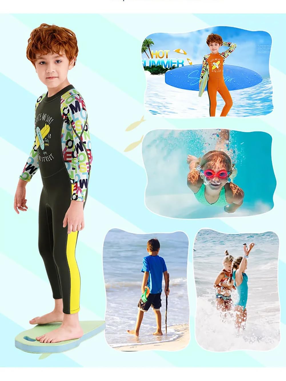 Traje De Neopreno De 2,5 Mm UPF 50+ con Cremallera En La Espalda, para Niños Y Niñas Pequeños, para Mantenerse Calientes Nadando Y Surfeando