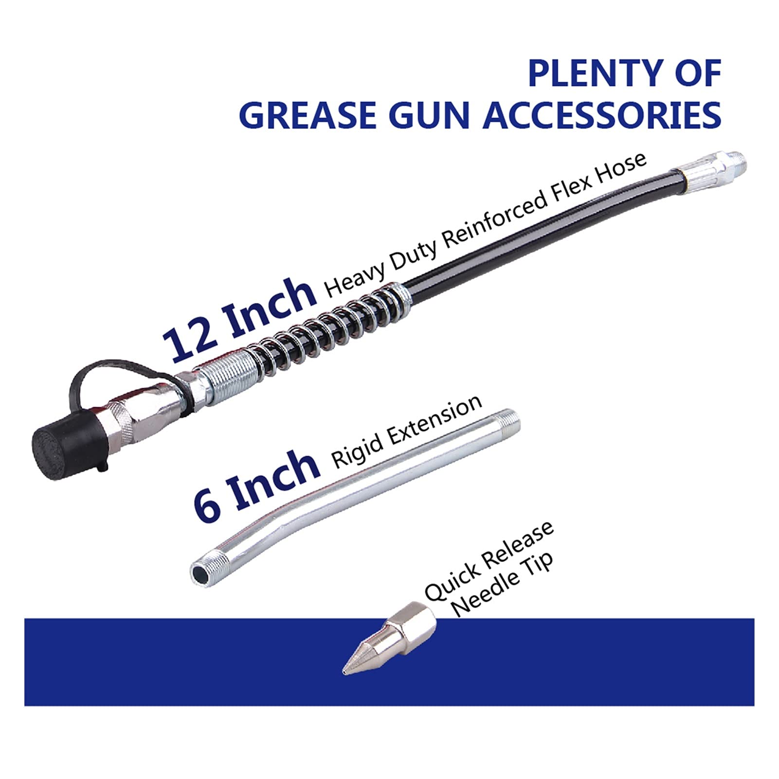 Pistola de engrase Máquina de Grasa con una Sola Mano de 400cc, Mango de Cartucho con Cartucho de Grasa Multifuncional Presión máxima 6000 PSI Fácil Almacenamiento y Transporte.
