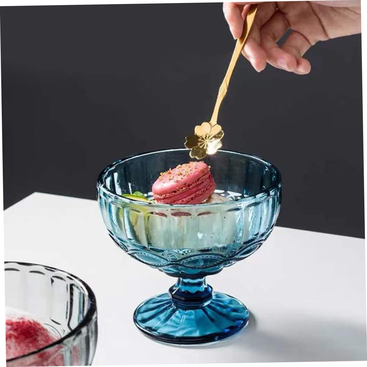 Coppa Gelato in Vetro 3 Pezzi Motivo Floreale Raffinato | Set da Dessert Decorativo, per Celebrazioni e Feste, Stile Delicato Finitura Raffinata